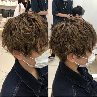 ミディアム パーマ 韓国風メンズ/毛流れ ヘアなら須田龍世のヘアスタイル