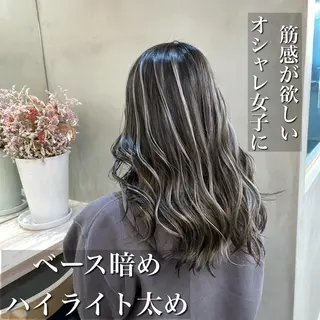 ミディアム カラー 縮毛/レイヤー 韓国/橋口のヘアスタイル