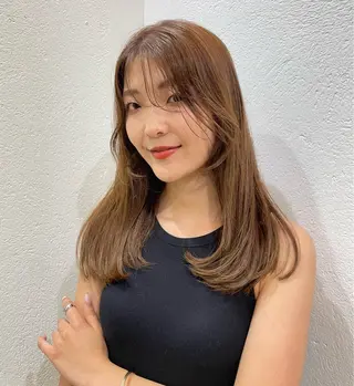 セミロング カラー パーマ ヘアアレンジ ERINA/レイヤー /梅田のヘアスタイル