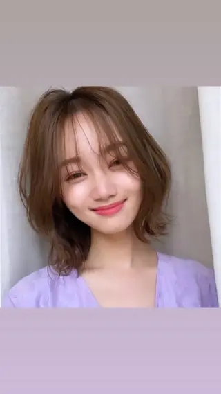 ミディアム ボブ・レイヤー 田中 励也のヘアスタイル