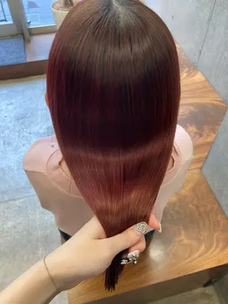 セミロング カラー パーマ ダメージレスカラー 縮毛MISAKI🦋のヘアスタイル