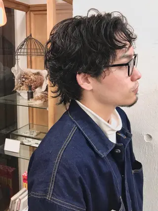 ショート パーマ メンズ 木村陸弥 似合わせ 透明感カラー🌿のヘアスタイル