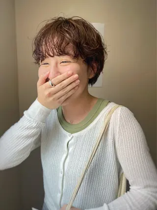 ショート パーマ 安部佑哉/ハイトーン /レイヤー/グランジのヘアスタイル