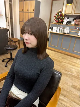 ミディアム カラー パーマ ヘアアレンジ メンズ キッズ レイヤーカット 🌿透け感カラーのヘアスタイル