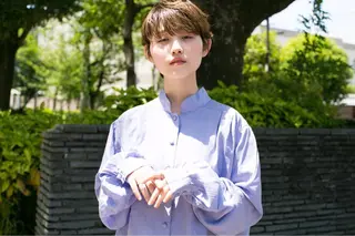 ショート カラー パーマ/レイヤー 岩山丈一郎のヘアスタイル