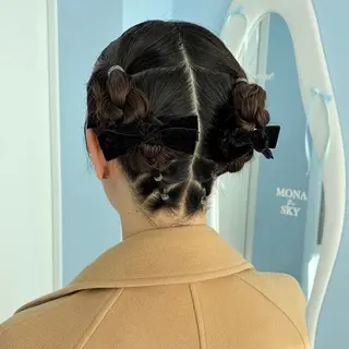 ショート ヘアアレンジ Ayu🍯/栄/ブ リーチカラー/ヘアメのヘアスタイル