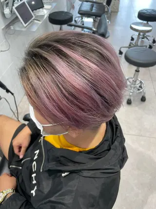 ショート カラー 表参道/ハイライト バレイヤージュのヘアスタイル