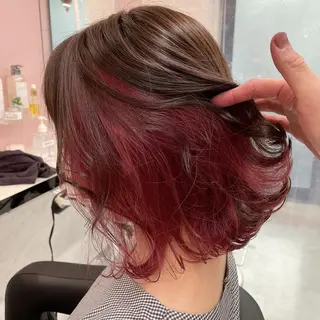 カラー ヘアアレンジ セミロング *モデル募集🤍横浜 透明感カラー🫧のヘアスタイル