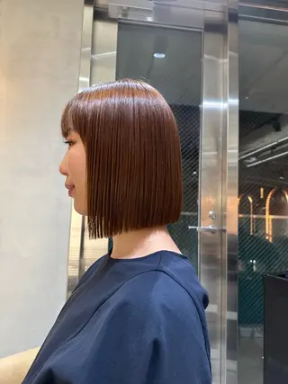 カラー ボブ／レイヤー／髪質 改善/縮毛矯正／銀座のヘアスタイル