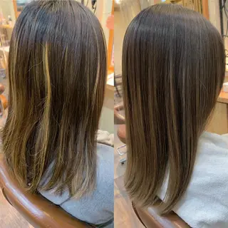 ミディアム カラー パーマ ヘアアレンジ メンズ キッズ ネイル マツエク・マツパ 髪質改善 艶髪🔵ﾌｾﾅｵﾔのヘアスタイル
