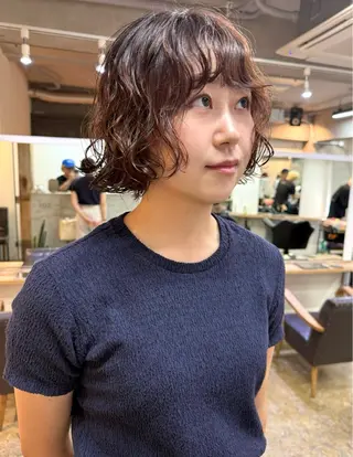 ショート パーマ 森貴裕/ベージュ/ パーマ/オリーブのヘアスタイル