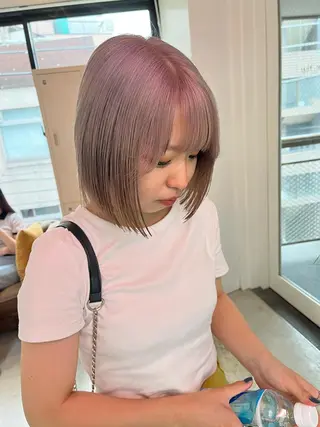 ミディアム カラー ハイトーン/レイヤー ハッシュカット/牧原のヘアスタイル