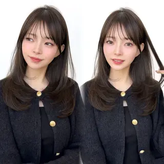 セミロング レイヤーカット/ 顔まわり/アオイのヘアスタイル