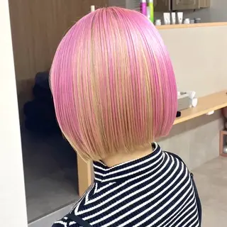 ミディアム カラー 韓国ボブ/レイヤー/ ハイトーン/まなみのヘアスタイル