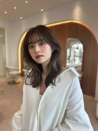 セミロング カラー 韓国レイヤー🇰🇷 韓国研修◎渋谷カイトのヘアスタイル