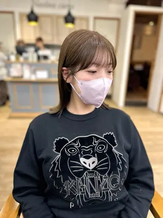 ミディアム カラー パーマ ヘアアレンジ メンズ キッズ レイヤーカット 🌿透け感カラーのヘアスタイル