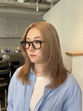 ミディアム カラー 桃果 momokaのヘアスタイル