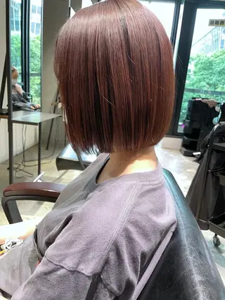 ショート 美髪矯正/艶カラー ボブ/栄/鐘ヶ江純也のヘアスタイル
