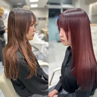 ロング カラー 髪質改善/縮毛矯正 /ブリーチ矯正/岡部のヘアスタイル
