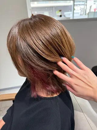 ミディアム カラー 脱白髪染め美容師 竹内涼乃のヘアスタイル