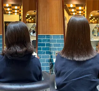 ミディアム レン/ミニボブ/ 切りっぱなしボブのヘアスタイル