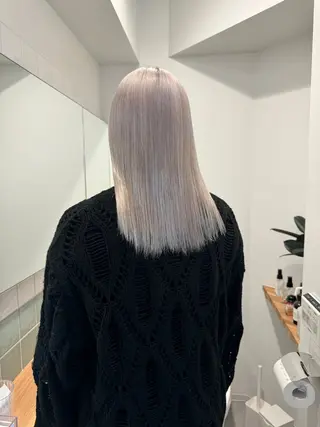 セミロング カラー 切りっぱなしボブ レイヤー/縮毛矯正のヘアスタイル