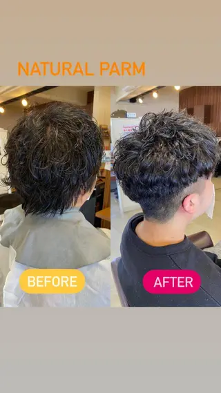 ショート パーマ ヘアアレンジ メンズ アイブロウ SALOWIN京都河原町Suite店所属・外国人風レイヤー/ ハイトーンSHUのヘアスタイル