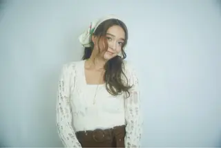 ロング ヘアアレンジ 韓国ナチュラル・ ベージュ/落合夏希のヘアスタイル