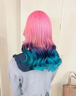 セミロング カラー 推しカラー💫 ブリーチ💫若菜覚のヘアスタイル