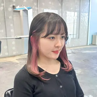 セミロング カラー ヘアアレンジ 🎀モテ暖色× エクステ🎀あかりのヘアスタイル