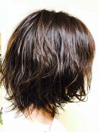 ミディアム カラー パーマ 横田 尚登のヘアスタイル