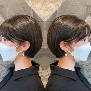 ショート ハイライトバレイヤー ジュ＆縮毛矯正✨櫻野のヘアスタイル