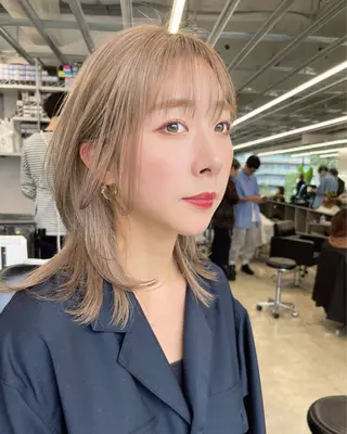 ミディアム カラー ダブルカラー/ ケアブリーチ/クニトのヘアスタイル