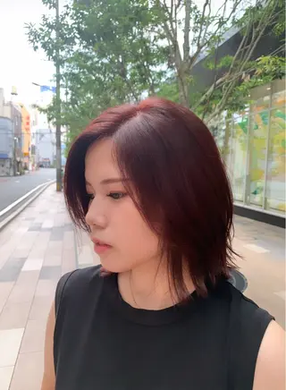 ミディアム カラー 越冨 晃平のヘアスタイル