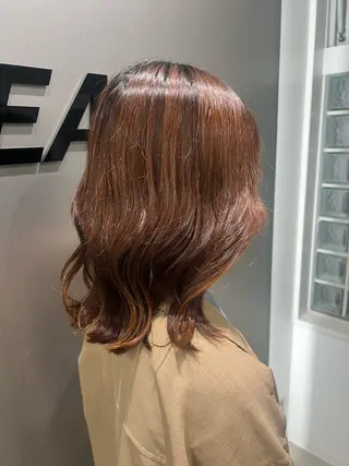 ミディアム カラー 💗愛され暖色💗 ピンク/レッド💗のヘアスタイル