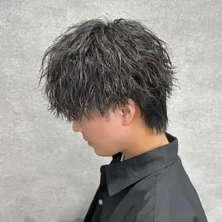 ショート パーマ メンズ *モデル募集🤍横浜 透明感カラー🫧のヘアスタイル