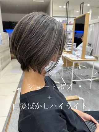 ショート カラー 太白区白髪ぼかし/ ボブカット/千葉達人のヘアスタイル