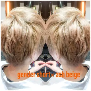 ショート カラー ハイライト/ブリーチ バレイヤージュ関佳祐のヘアスタイル