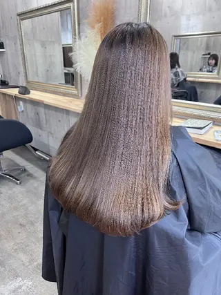 ロング サニーサイド大名 ダブルカラー髪質改善のヘアスタイル