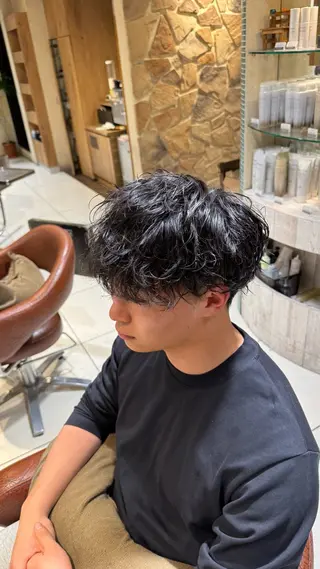 ショート カラー パーマ ヘアアレンジ メンズ シャドウパーマ 石見のヘアスタイル