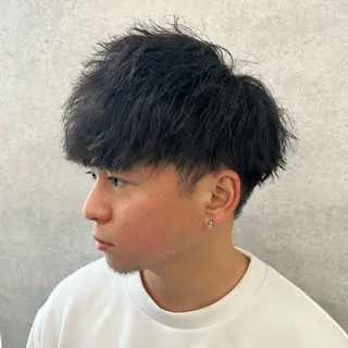 ショート カラー パーマ ヘアアレンジ メンズ 仕上がり満足度No. 1🔥BLUCK🔥のヘアスタイル