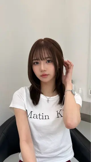 セミロング カラー 中韓レイヤー/ ブラウン🤎はやとのヘアスタイル