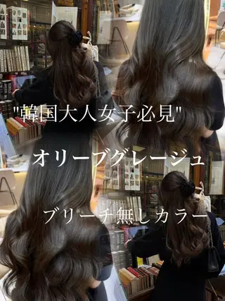 ロング 岡田準希/韓国/透明 感カラー/美髪矯正のヘアスタイル