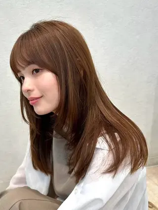 ロング カラー パーマ 🫧小顔×似合わせ× 透明感カラー🫧のヘアスタイル