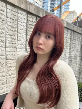 ロング カラー ブリーチしない暖色 カラー🥀杉 優菜のヘアスタイル