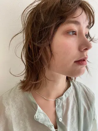 ミディアム カラー パーマ ヘアアレンジ akari ♡のヘアスタイル