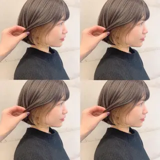 ショート カラー 透明感/オリーブ/ グレージュ/YUKAのヘアスタイル