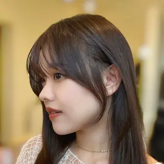 ミディアム カラー パーマ ヘアアレンジ メンズ 顔周りcut/ 艶ワンカラー♥ちさきのヘアスタイル
