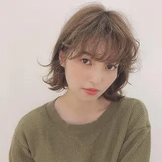 ミディアム カラー 店長/mao/ 前髪/顔周りカットのヘアスタイル