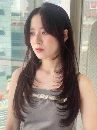 ロング レイヤーカット／ ハッシュカット/果恋のヘアスタイル